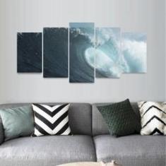 Imagem de Quadro Paisagem Onda do Mar Mosaico 5 Peças