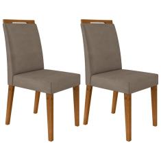 Imagem de Kit 2 Cadeiras Estofadas Para Sala de Jantar Alana N04 Vanilla/Ipê - Mpozenato