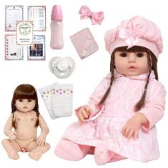 Imagem de Boneca Bebe Reborn Nicole Corpo De Vinil 46cm Pode Dar Banho - Cegonha