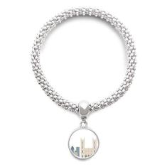Imagem de DIYthinker Pulseira de prata com pingente de corrente ajustável com ponto de referência e cidade do Canadá