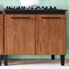 Imagem de Balcão De Cozinha Giovanna 2 Portas Freijó/Preto - Irm Móveis