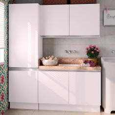 Imagem de Kit Área De Serviço Madesa Acordes 100% MDF com Armário e Balcão Portas Branco Brilho