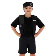Imagem de Fantasia Menino Policial Tropa Elite Infantil com Boina