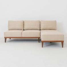 Imagem de Sofá 2 Lugares e Chaise Base em Madeira com Mola Ensacada Boreal CabeCasa MadeiraMadeira