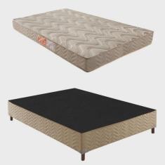 Imagem de Box Casal Florença 42x138x188cm com Colchão Casal Unique D33 Duoface 25x138x188cm Rustico Bege