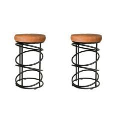 Imagem de Conjunto 02 Banquetas 62cm Londres Preto/caramelo