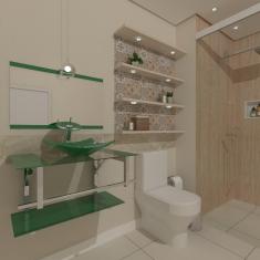 Imagem de Gabinete De Vidro 70Cm Inox Com Cuba Quadrada - Verde