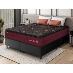 Imagem de Conjunto Cama Box c/ Molas Ensacadas Toronto Vermelho Queen 158x198x66