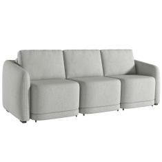 Imagem de Sofá Cama Casal para Sala 246cm Polska K04 Linho Cinza - Mpozenato