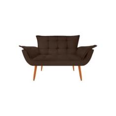Imagem de Namoradeira Opala Decorativa 2 Lugares Suede Marrom Claro - Maitê Moda