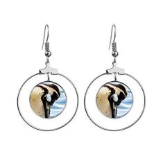 Imagem de Brincos com imagem da natureza do pinguim da Antártica do oceano, joia com argola