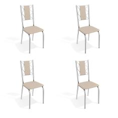 Imagem de Conjunto Com 4 Cadeiras De Cozinha Lisboa Cromado E Nude