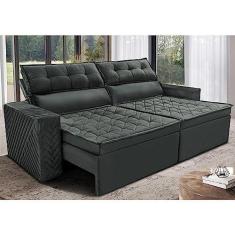 Imagem de Sofá Retrátil e Reclinável 2,00m Cama Inbox Charm Velusoft Cinza