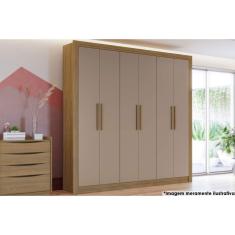 Imagem de Guarda Roupa Solteiro Open M569 6 Portas e 2 Gavetas Nogueira/Fendi - Kappesberg
