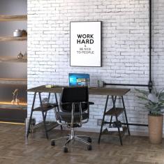 Imagem de Escrivaninha Industrial Kuadra Cavalete 150 Cm - Carvalho Dark/Preto