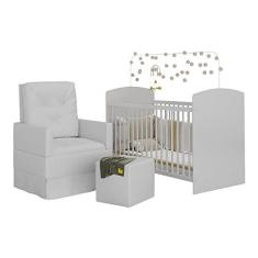 Imagem de Berço com Poltrona de Amamentação e Puff Ana Lívia Multimóveis Mp4081 Branco