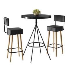 Imagem de Conjunto Mesa Bistrô Viena e 2 Banquetas Barcelona 96cm - Salaone, Pre