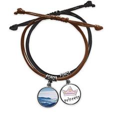Imagem de DIYthinker Mountains Sky Sunshine Clouds Nature Pulseira de couro com corrente de mão