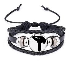 Imagem de DIYthinker Pulseira Shaolin Kung Fu com estampa de cultura chinesa de couro trançado com contas