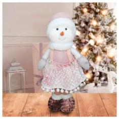 Imagem de Decoração Natal Boneco De Neve Rosa Natalina 45cm