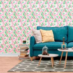 Imagem de Papel De Parede Adesivo Flamingos N012040 Rolo 0,58X3M
