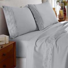 Imagem de Jogo De Cama Sonata Queen Com Renda 3 Peças 158x198x35cm - Buettner