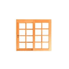 Imagem de Janela De Correr Quadriculada 110cm Reta 2 Folhas Em Madeira