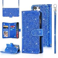 Imagem de Furiet Capa carteira de bolinhas para Samsung Galaxy S24 Ultra 5G com alça de pulso alça de ombro com zíper flip bolsa, suporte para cartão de crédito com glitter brilhante para S24Ultra 24S S 24