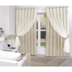 Imagem de Cortina Creme Tecido Com Renda 3,00 X 2,70M