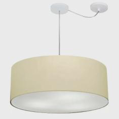 Imagem de Lustre Pendente Cilíndrico Com Desvio Md-4266 Cúpula em Tecido 60x21cm Algodão Crú - Bivolt