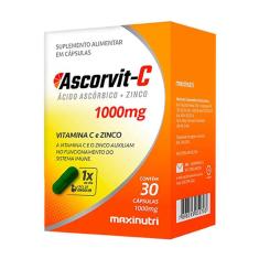 Imagem de Ascorvit C 1000Mg Vitamina C E Zinco 30 Cápsulas Maxinutri