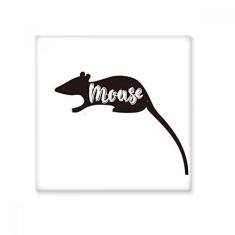 Imagem de Mouse preto e branco animal azulejo de cerâmica brilhante decalque pedra adornada tijolo vitrificado
