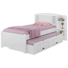 Imagem de Cama Solteiro 100% MDF Milenio Sem Cama Auxiliar Cor Branco