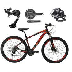 Imagem de Bicicleta Aro 29 Ksw Xlt Alívio E Altus 27v Freio Hidráulico Garfo Trava - Preto/vermelho/laranja Tam.17