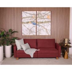 Imagem de Sofá 3 Lugares 1,40m Fixo Veludo Plaza Bordô - Straub Web