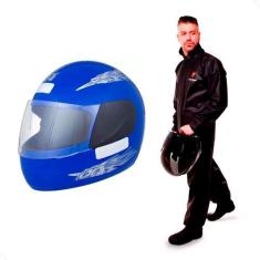 Imagem de Capacete Moto Azul Fechado Pro Tork Liberty Four Viseira Transparente 