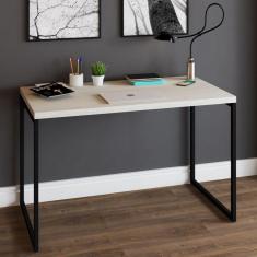 Imagem de Mesa Escrivaninha Estilo Industrial Aço 120 Snow/Preto - Panorama Móveis