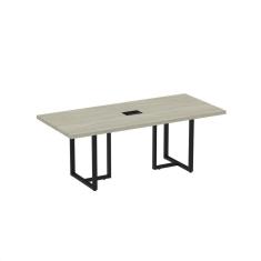 Imagem de Mesa de Reunião Retangular com Power Box 200x90cm Mr2000pe40 Nogueira Casablanca/Preto