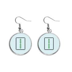 Imagem de Brinco feminino Mahjong barra de bambu 2 azulejos padrão orelha pendente prata joia