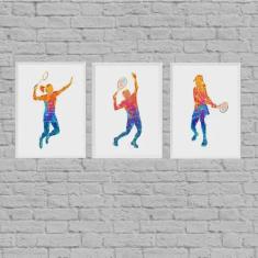 Imagem de Kit 3 Quadros Esporte Tênis 33x24cm