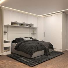 Imagem de Guarda Roupa Dormitório Modulado Alpes Casal 1,58 m Queen Canto c/ 2 Portas de Correr - Branco - Luciane M01