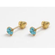 Imagem de Brinco De Ouro 18K Zircônia De 3mm Infantil, Bebê, Recém Nascido Ou 2