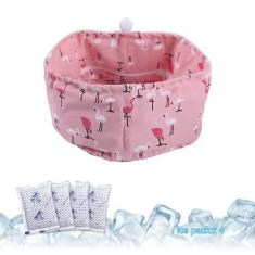 Imagem de KUDES Coleira bandana refrescante para cães com pacotes de gelo recicláveis, coleira ajustável para resfriar no gelo, cachecol para gatos pequenos, médios e grandes, cães de verão (flamingo rosa,