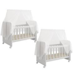 Imagem de Kit 02 Berços Para Boneca Magia C02 Brinquedo Infantil Branco - Lyam D