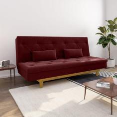 Imagem de Sofá Cama 3 Lugares em Suede Tokio Yescasa Marsala/Cerejeira
