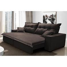 Imagem de Sofá Retrátil e Reclinável com Molas Ensacadas Cama Inbox Prime 3,12m Tecido Linho Marrom