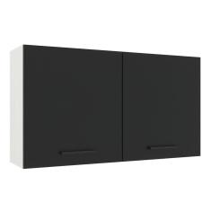 Imagem de Armário Aéreo Madesa Agata 120 cm 2 Portas - Branco/Preto