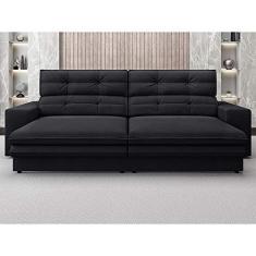 Imagem de Sofá Pegasus 2,50m Assento Retrátil e Reclinável Velosuede Preto - Netsofas