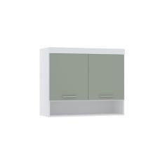 Imagem de Armário Aéreo Maleiro Modulado 97cm 2 Portas Alpes Luciane Móveis Branco Pf Com Verde Pf