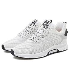 Imagem de CERYTHRINA Tênis masculino com elevador invisível para aumento de altura, tênis esportivo de 6 cm respirável com cadarço, Branco, 42